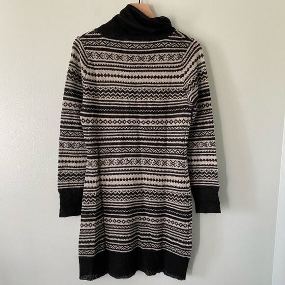 𝅺Zara Knit Fair Isle Sweater Dress Medium Long Sleeve Cowl Neck - Picture 5 of 7